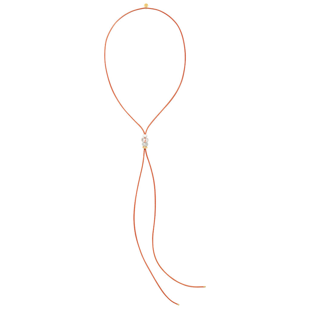 ANNY TRIO KETTE ORANGE white Onyx/ Bergkristall/blauer Chalzedon