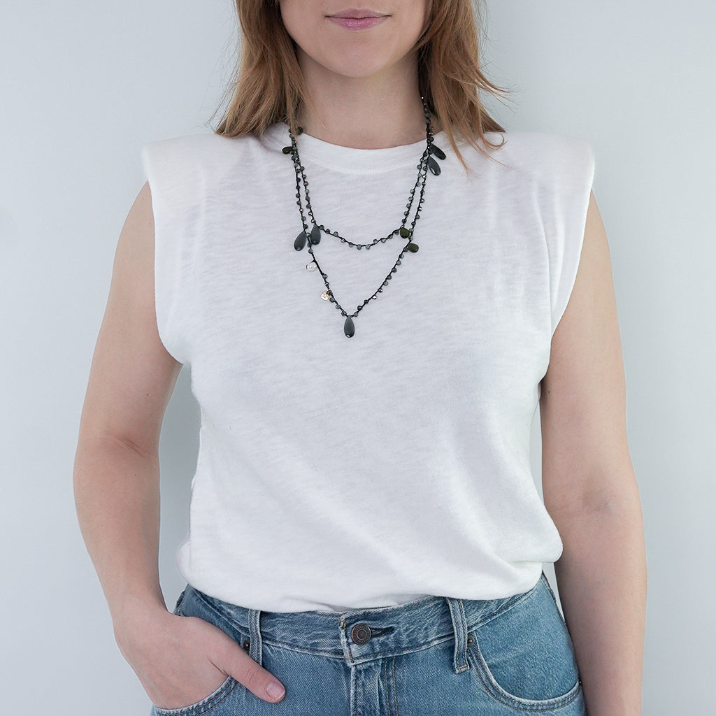 MAGIC EDELSTEIN KETTE KHAKI SCHWARZ