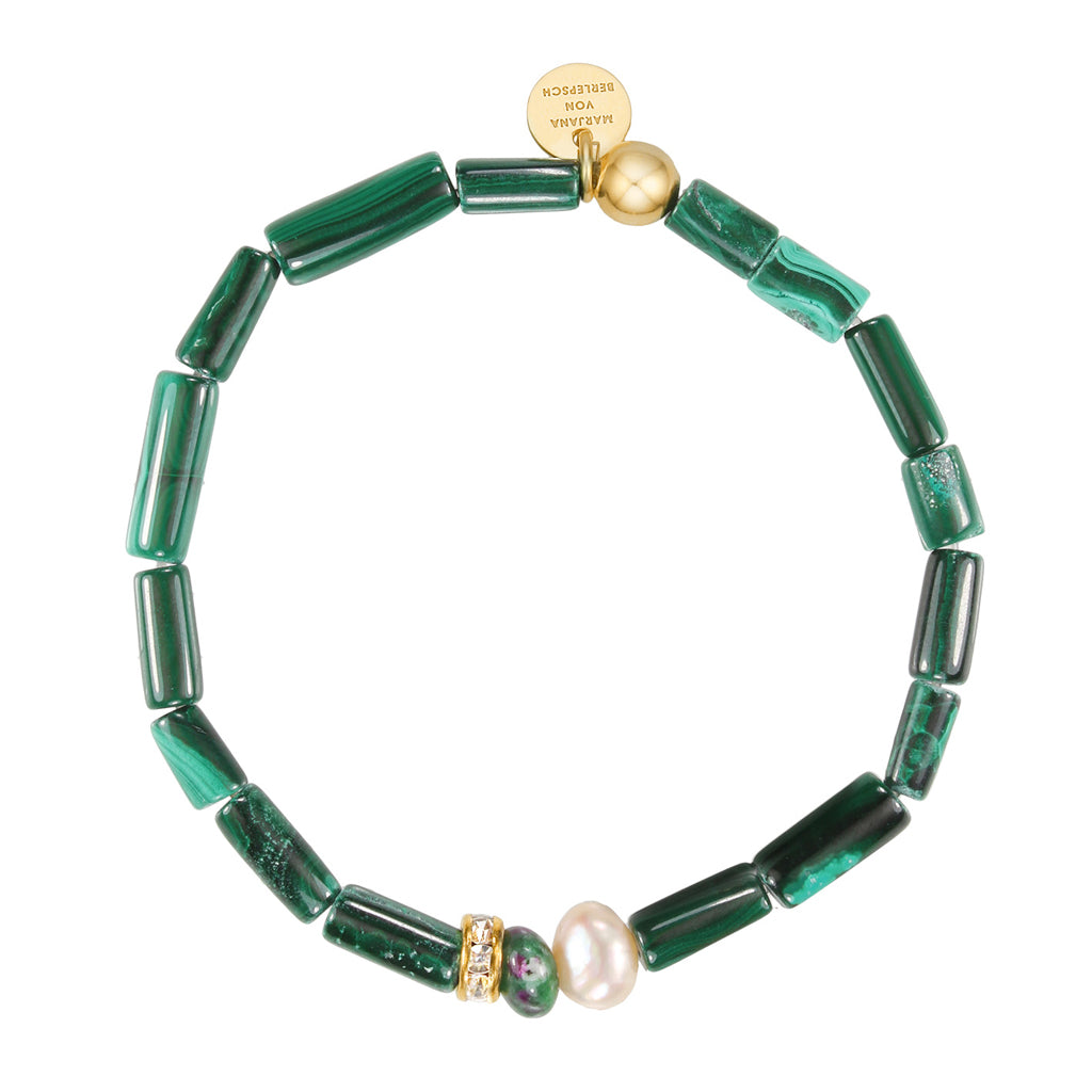 TWEED ARMBAND MALACHIT PERLE