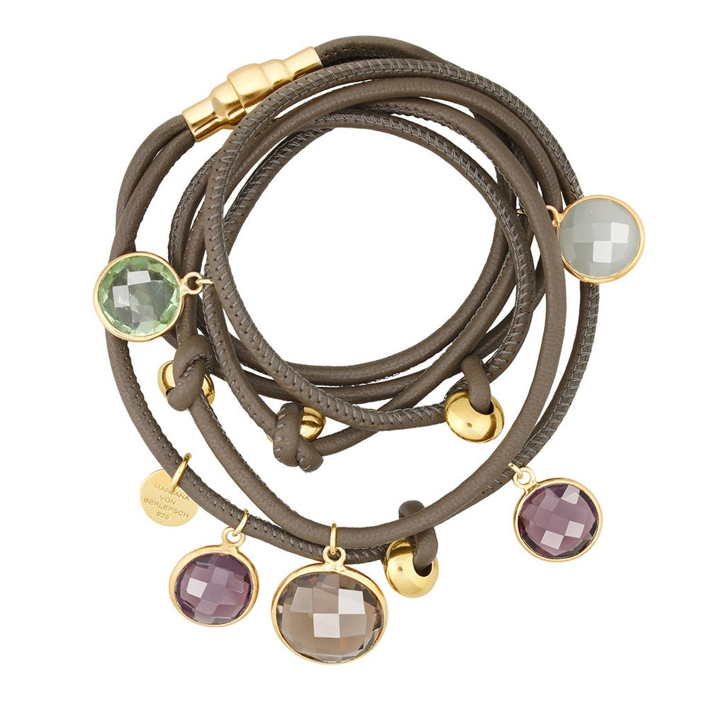 BEVEN LEDERARMBAND LILA QUARZ