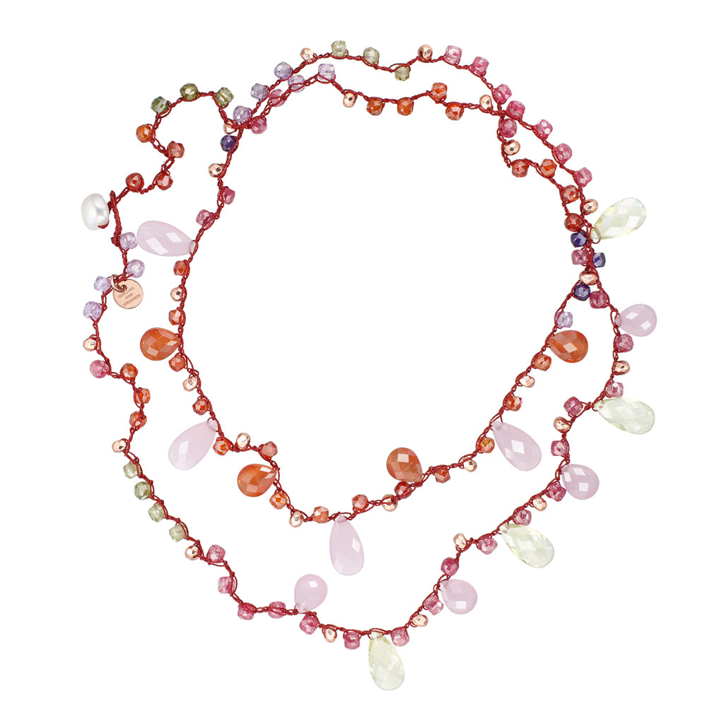 MAGIC EDELSTEIN KETTE PINK MIX DOPPEL