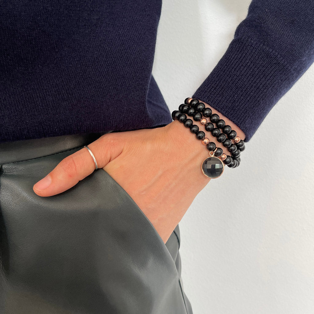 PINUS ARMBAND Schwarz Schwarzer Mondstein