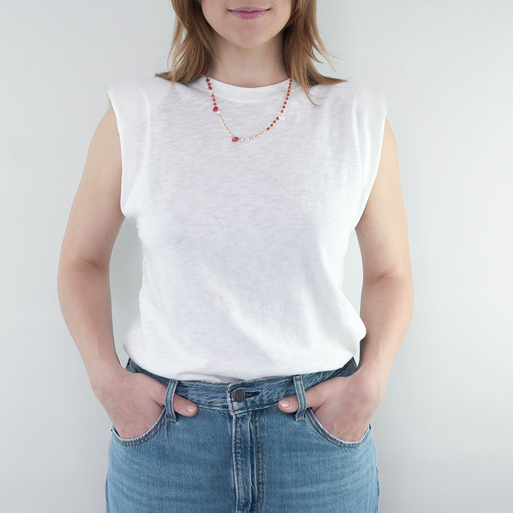 YASMIN KETTE KORALLE PERLE KURZ