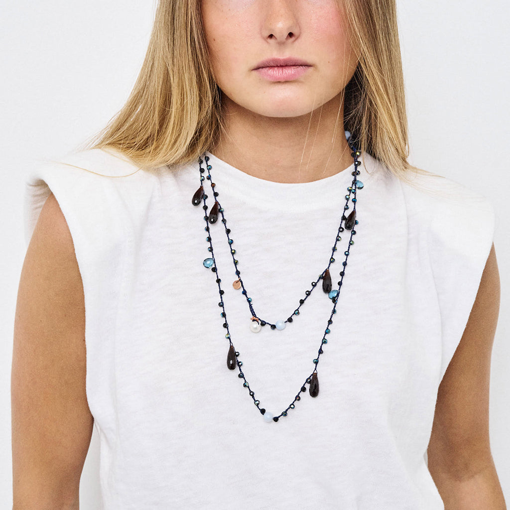MAGIC EDELSTEIN KETTE DARK BLUE QUARZ MIX