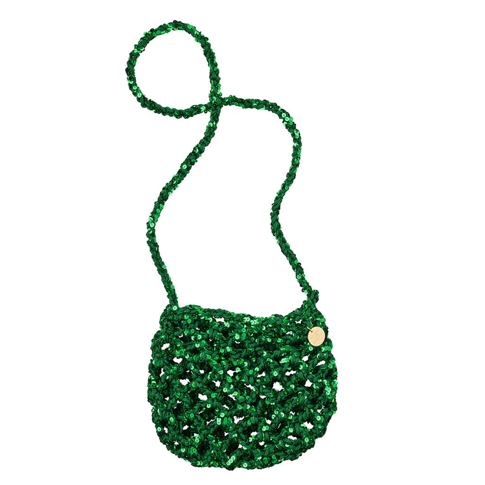 GLITTER Paillettenhäkeltasche Grün